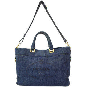 Prada Denim City Calf Bag Navy Blue denim tote bag